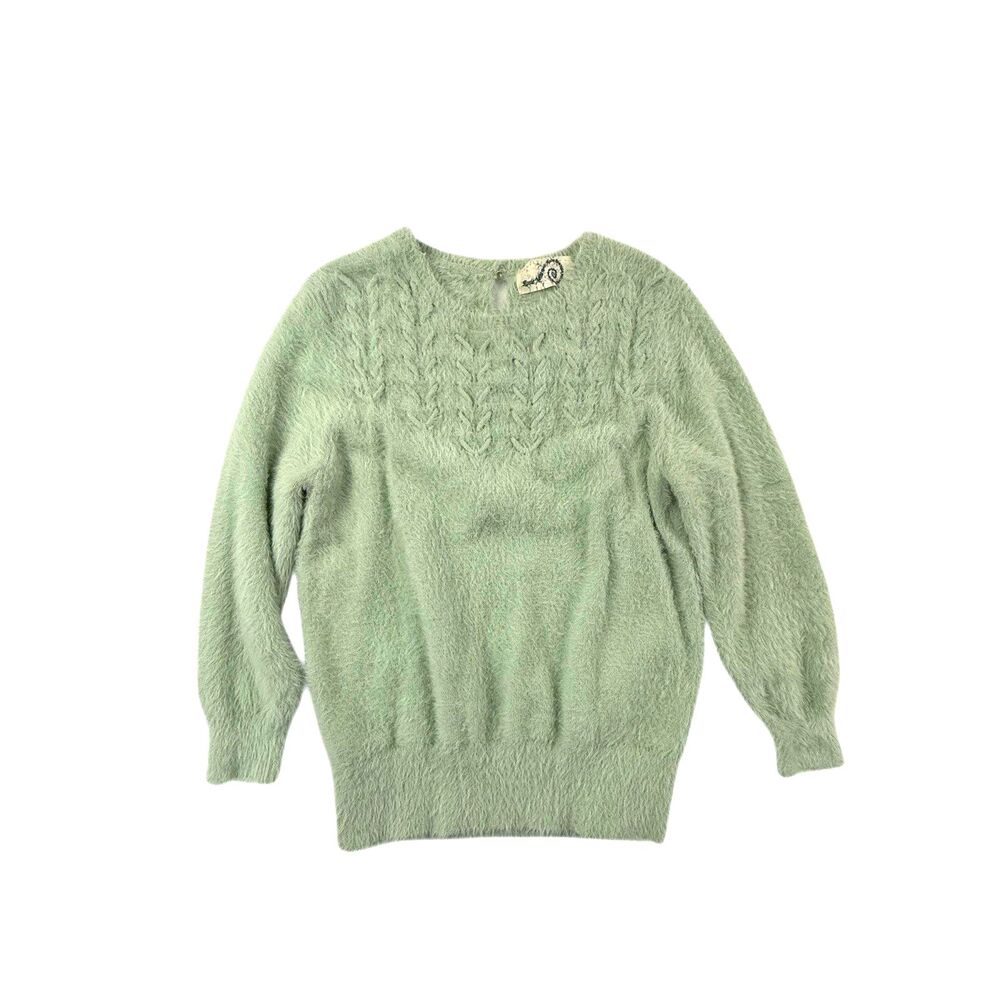 Rosie Neira for Anthropologie Aubade Sweater Women Medium Mint Green Fuzzy
